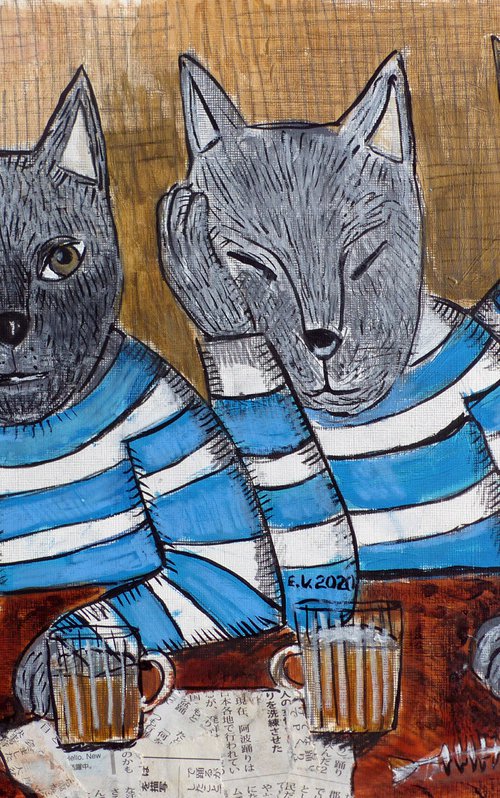 Cats in the Pub by Elizabeth Vlasova