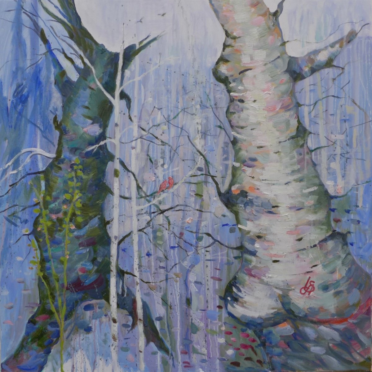 Impressionistic Landscape Oil Painting By Irina Smirnova-Seymour, 31 X 31, Dance, Original Artwork