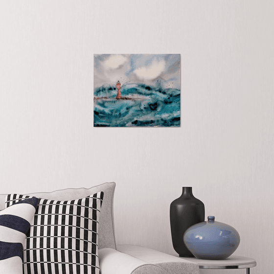 Seascape painting/ Lighthouse painting