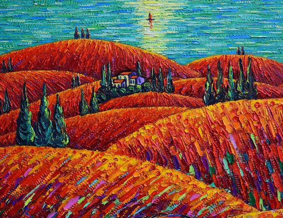 TUSCANY HILLS OF RED POPPIES