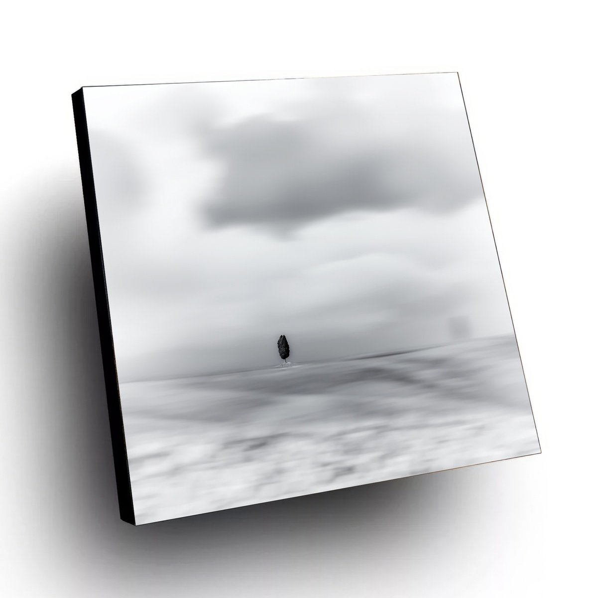 Impressionistic Landscape Photograph By Karim Carella, 22 X 22", A Dot In The White, Original Artwork