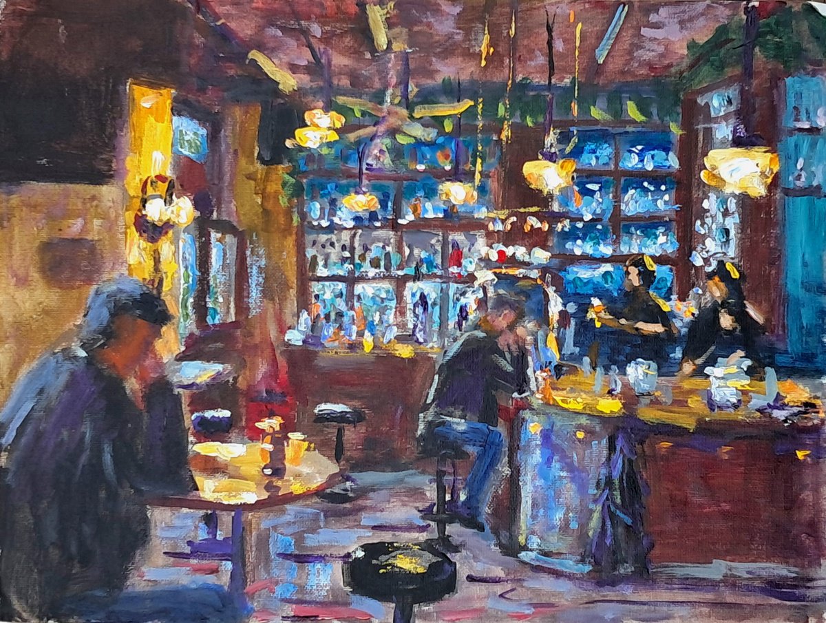  Blue Bar By Dimitris Voyiazoglou, 20 X 17, Artwork For Sale On Artfinder