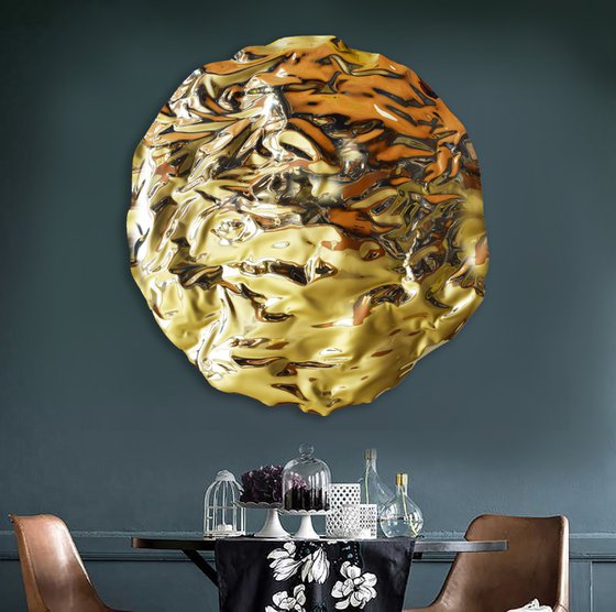 Tornado / Golden Sculpture 120 cm 3-D Modern Abstract