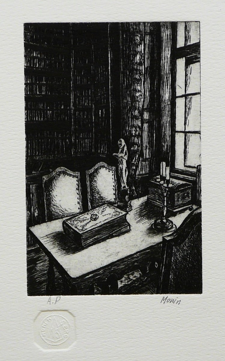 Graphic Etchings & Engravings , Library By Sergei Monin, 10 X 13, Artwork For Sale On Artfinder