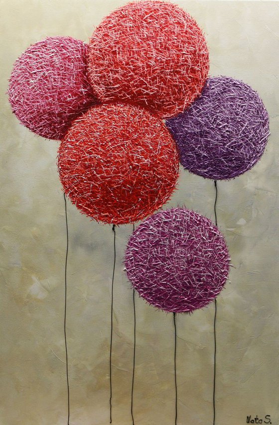 Large Abstract Textured Lollipop Painting, Palette Knife Art 36" x 24" x 1.5"