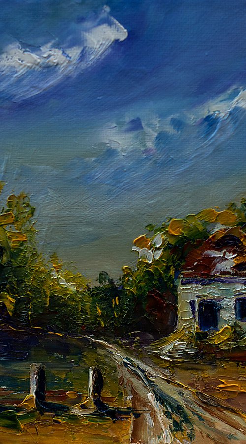 Old abandoned house in nature. Palette knife art by Marinko Šaric