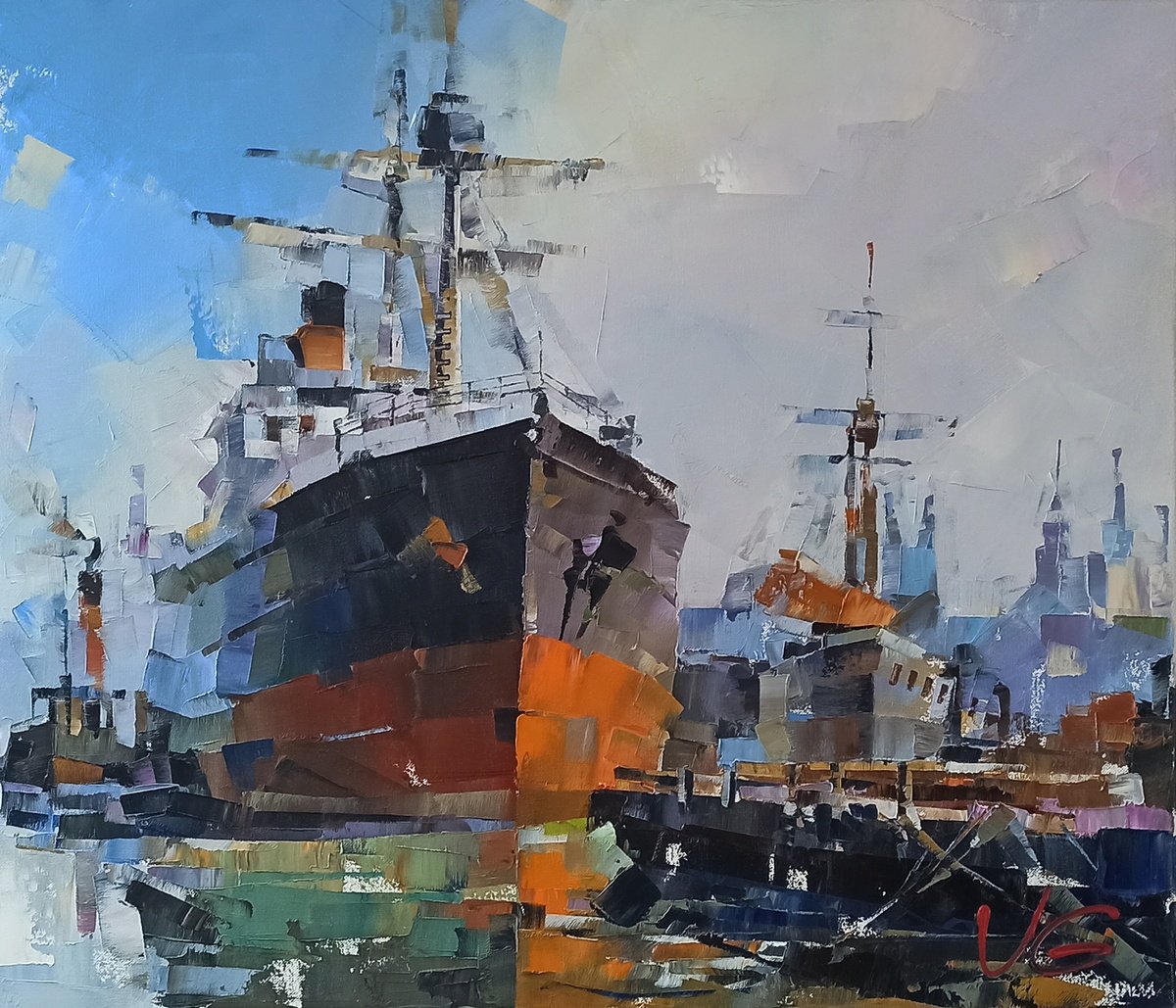 Impressionistic Landscape Oil Painting By Volodymyr Glukhomanyuk, 29 X 25", By The Old Lighthouse, Original Artwork