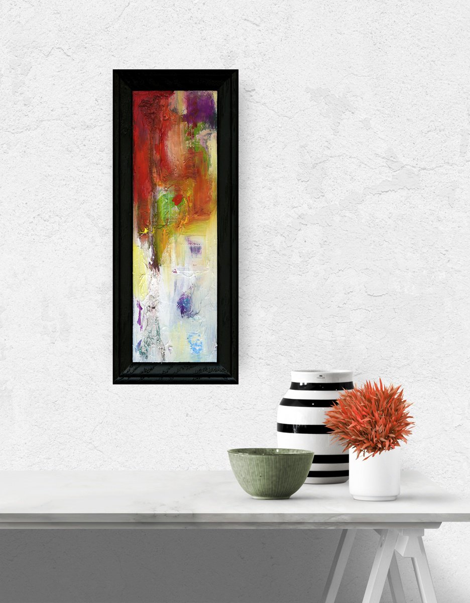 Abstract Oil Painting By Kathy Morton Stanion, 5 X 12", Wondering Moments, Original Artwork