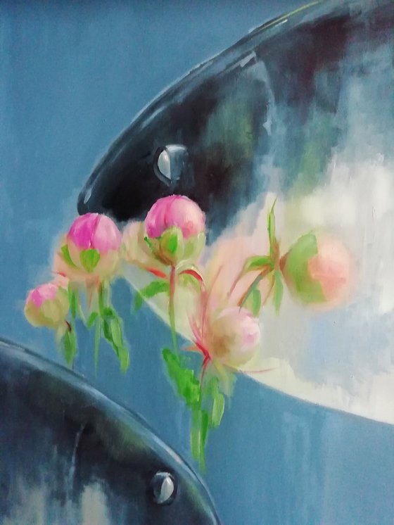 Painting | Oil | Morning in peony garden