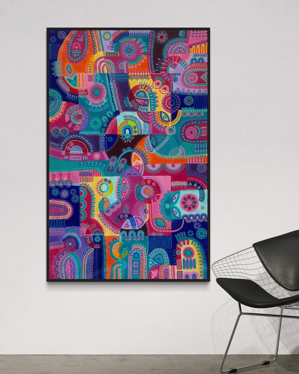 Abstract Painting By Samantha Malone, 37 X 57", The Bright Side Of Life, Original Artwork