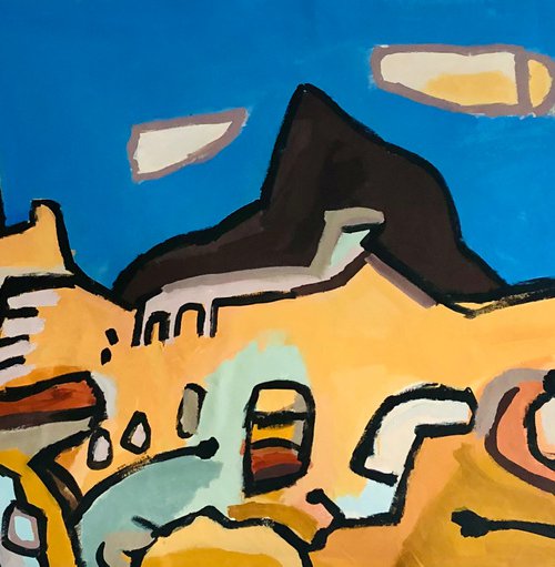 Landscape painting. View of the hills by Ilaria Dessí