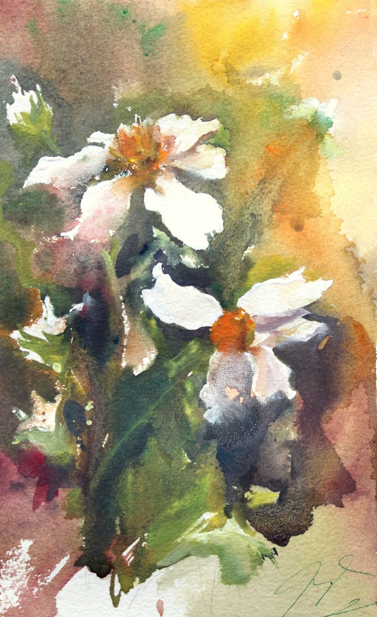Impressionistic Botanical Watercolour By Maximo Damico, 7 X 11", Mary