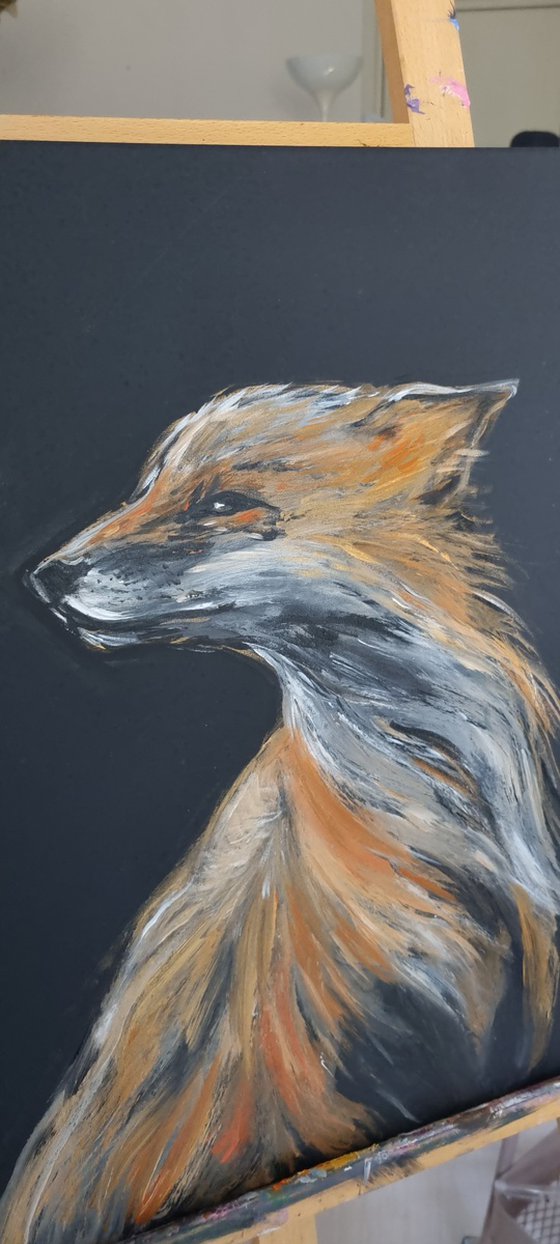 Windy day, fox painting