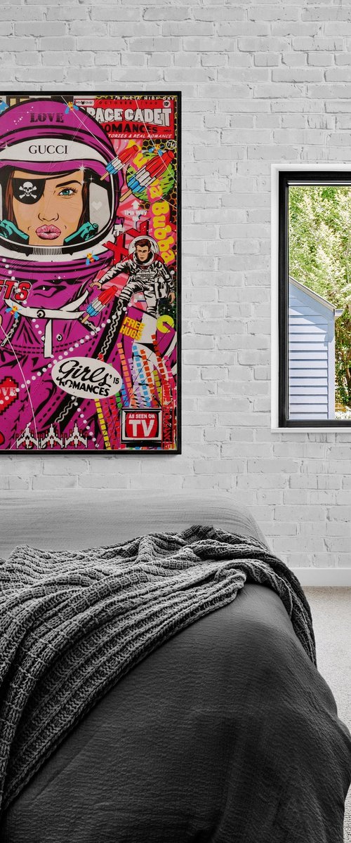 Purple Space Pirate 140cm x 100cm Textured Urban Pop Art by Franko