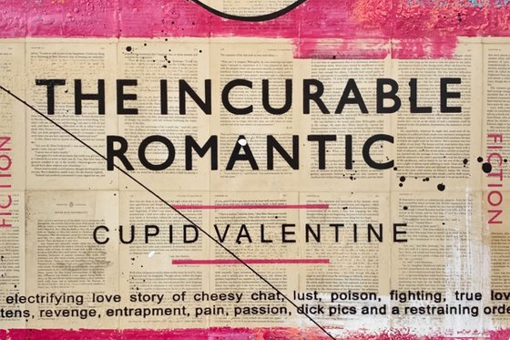 Incurable 100cm x 120cm Incurable Romantic Book Page Pop Art With Etched Frame