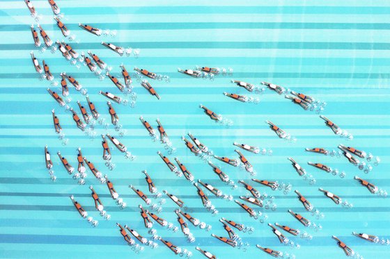 Swimmers  318 in Epoxy Resin Formentera aquamarina water