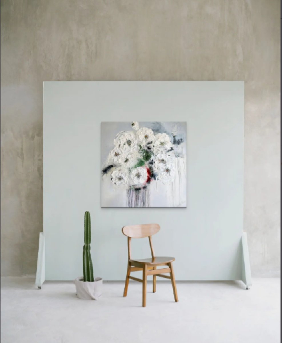 Abstract Acrylic Painting By Christa Haack, 31 X 31, In The Frenzy Of Flowers 3, Original Artwork