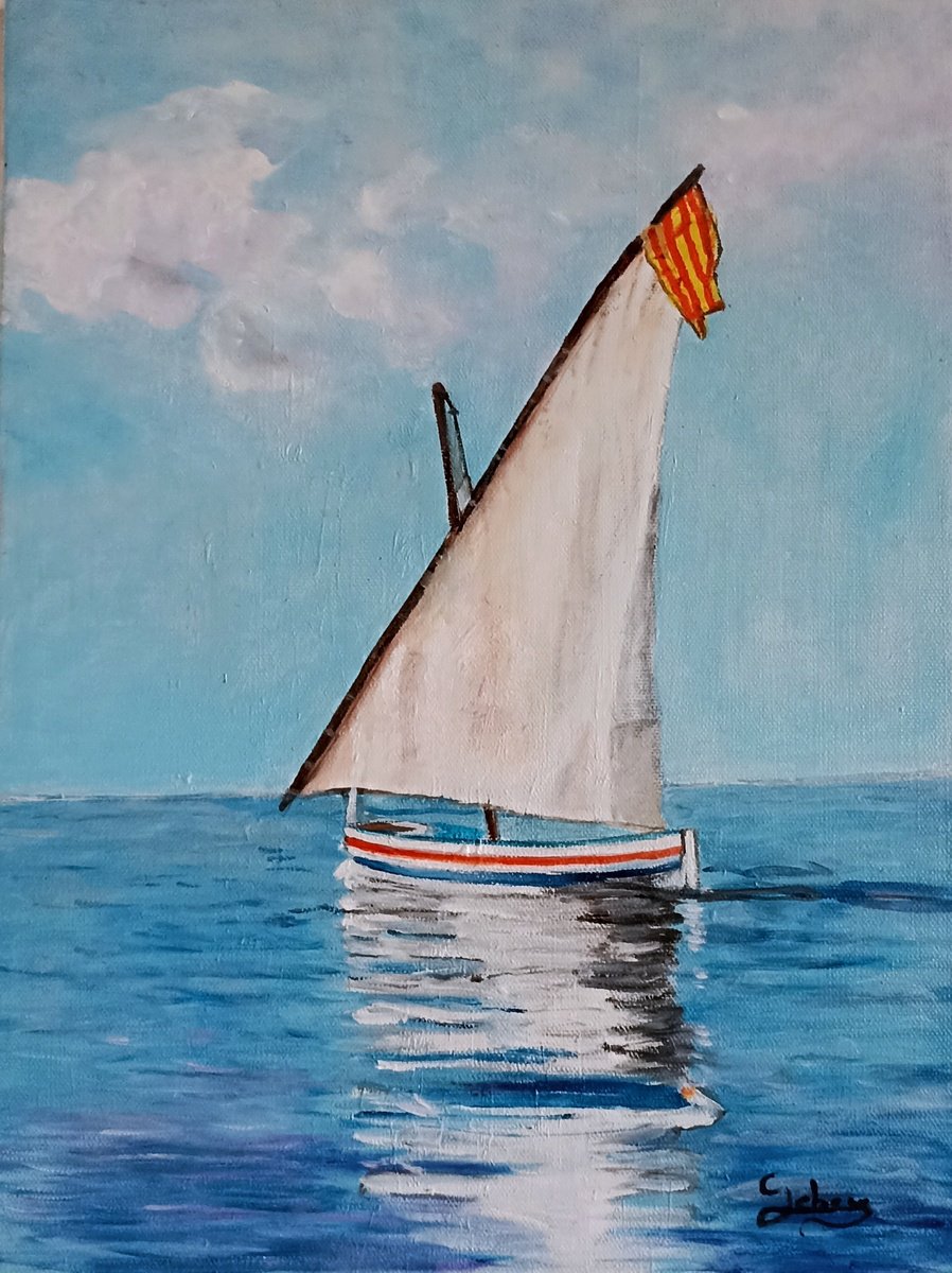 Boat with flag by Isabelle Lucas