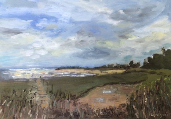 Wetlands of east Kent. An original plein air oil painting.