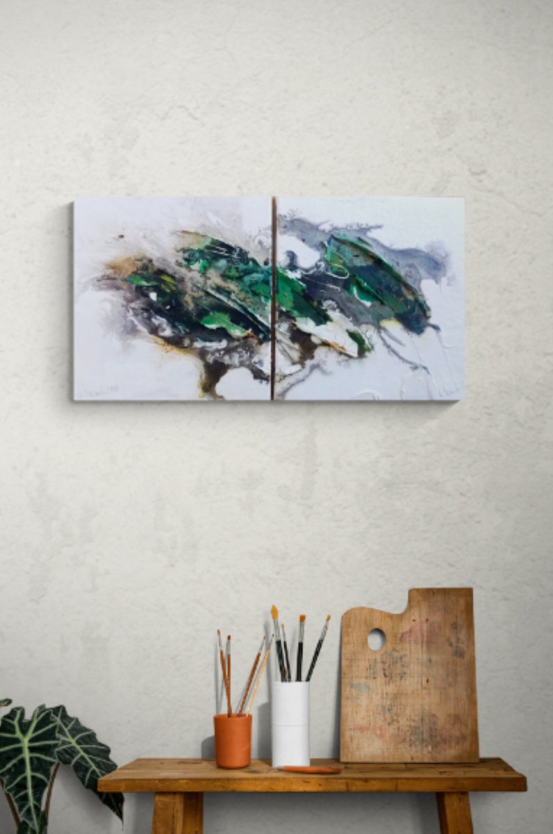 Abstract Painting By Christa Haack, 31 X 16, Between Earth And Infinity, Original Artwork