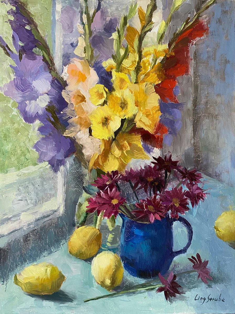 Gladiolus with Still Life by Ling Strube
