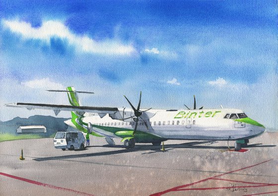 Airplane ATR-72 Binter canarias