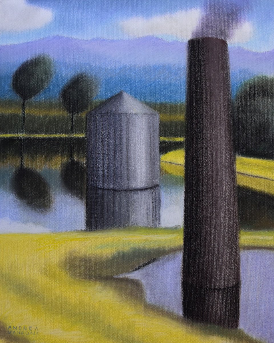 Impressionistic Pastel Drawing , ...And Continues To Puff - 2 By Andrea Vandoni, 16 X 20, Artwork For Sale On Artfinder