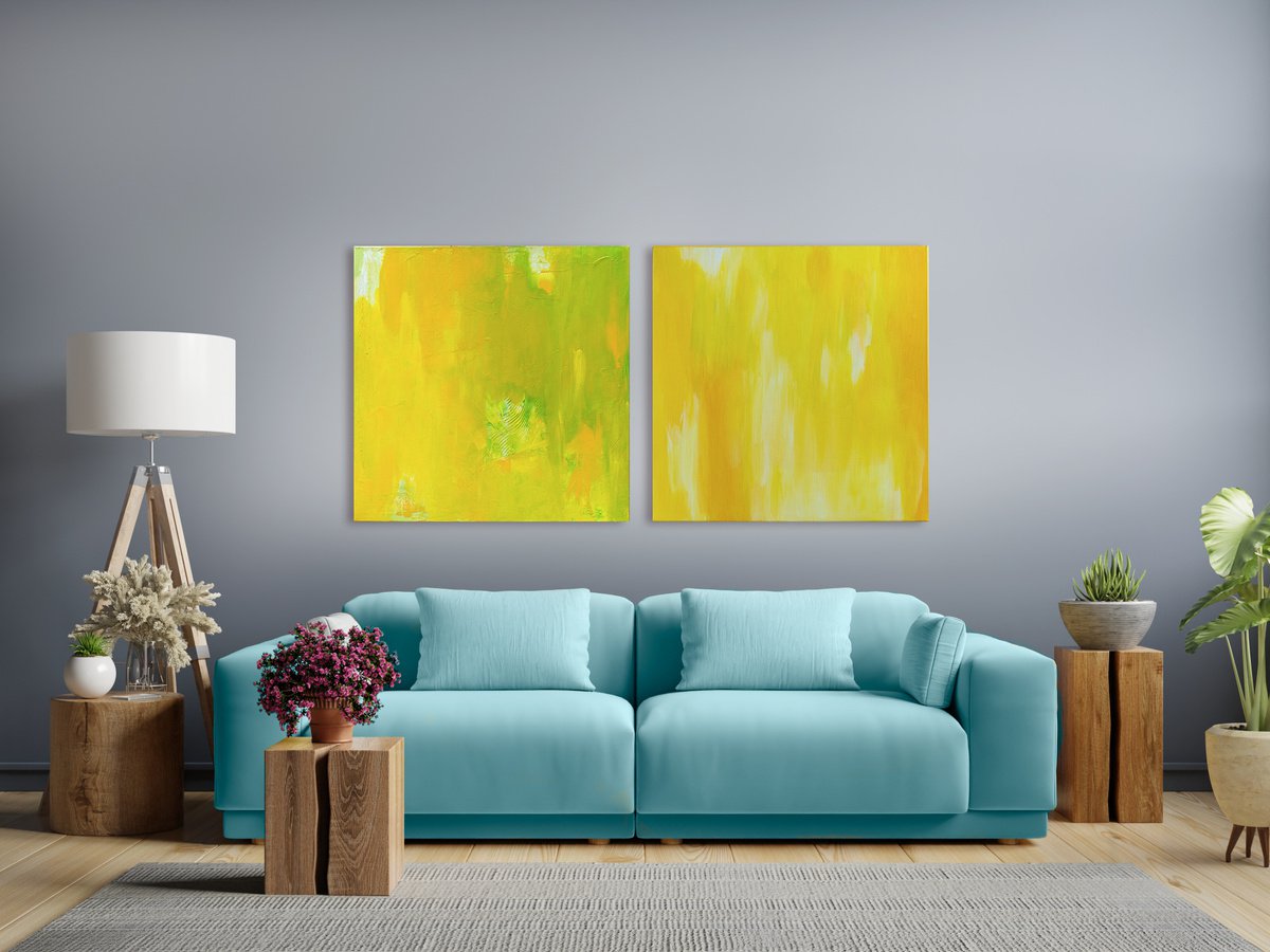Right Place & Right Time in Summer | 80x160x4cm | Acrylic painting by Cornelia Petrea - Abstract Art