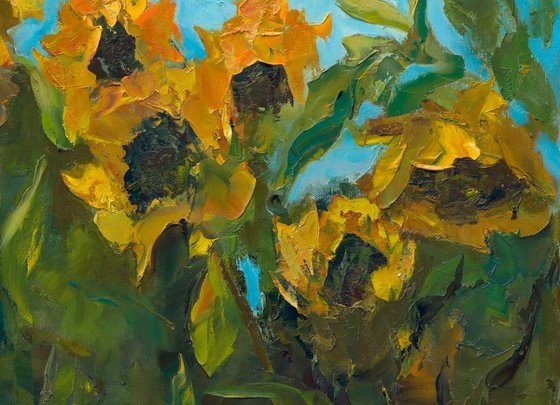Sunflowers - yellow flowers portrait
