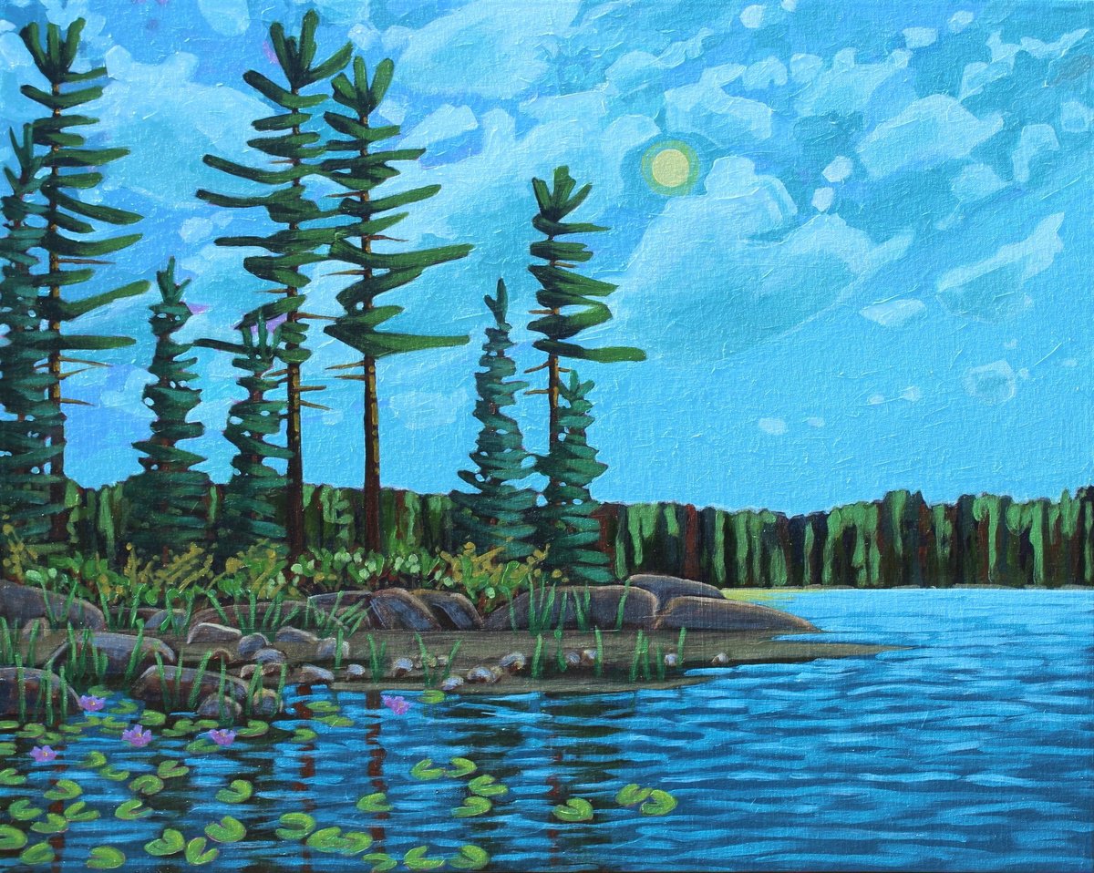 Impressionistic Landscape Acrylic Painting By Sage Mountain Studio, 30 X 24", As Clouds Drift By, Original Artwork