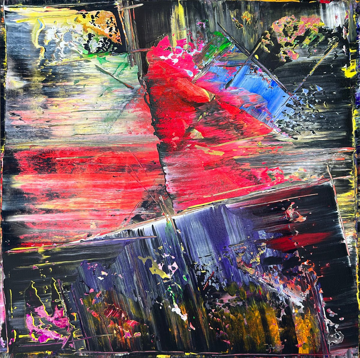 Abstract Acrylic Painting By Preston M. Smith (Pms), 30 X 30", "Implosion", Original Artwork