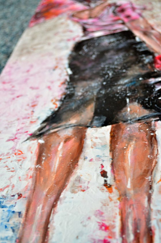 Pink Umbrella - Modern art Women on the CITY Urban art