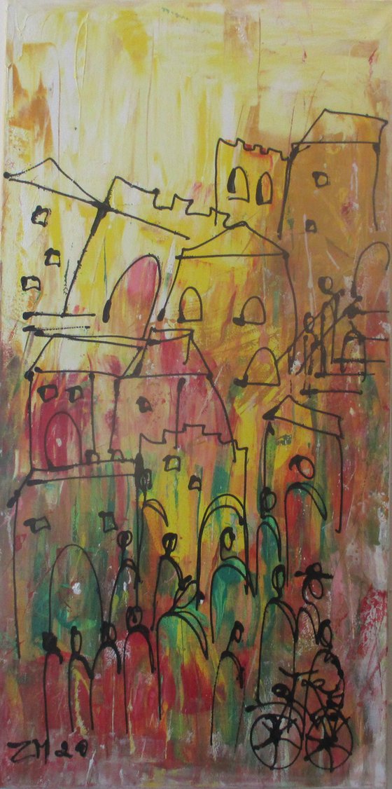 street life in spring  xl Acrylpainting  19,7 x 39,4inch