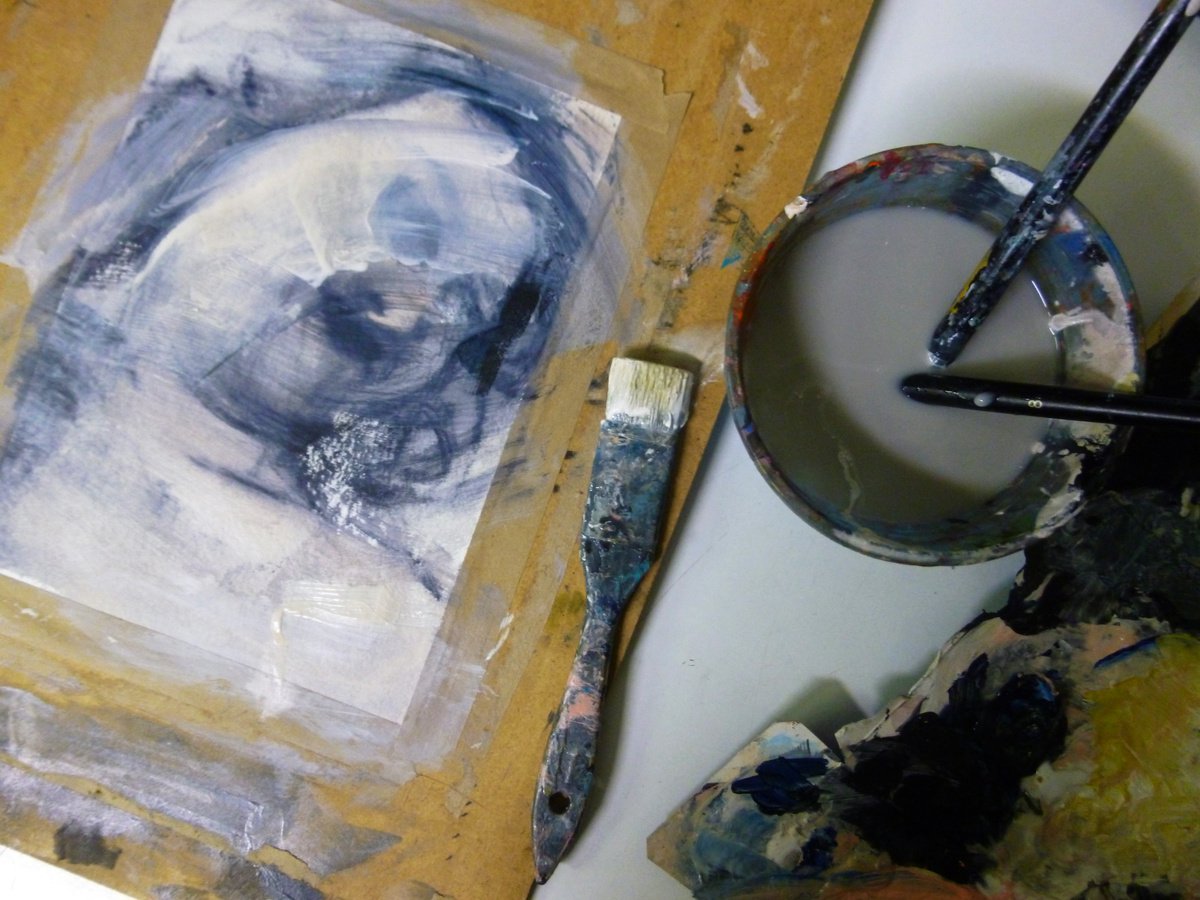 Expressive Portrait Acrylic Painting By Cynthia Gregorova, 6 X 9, Crooked Lady, Original Artwork