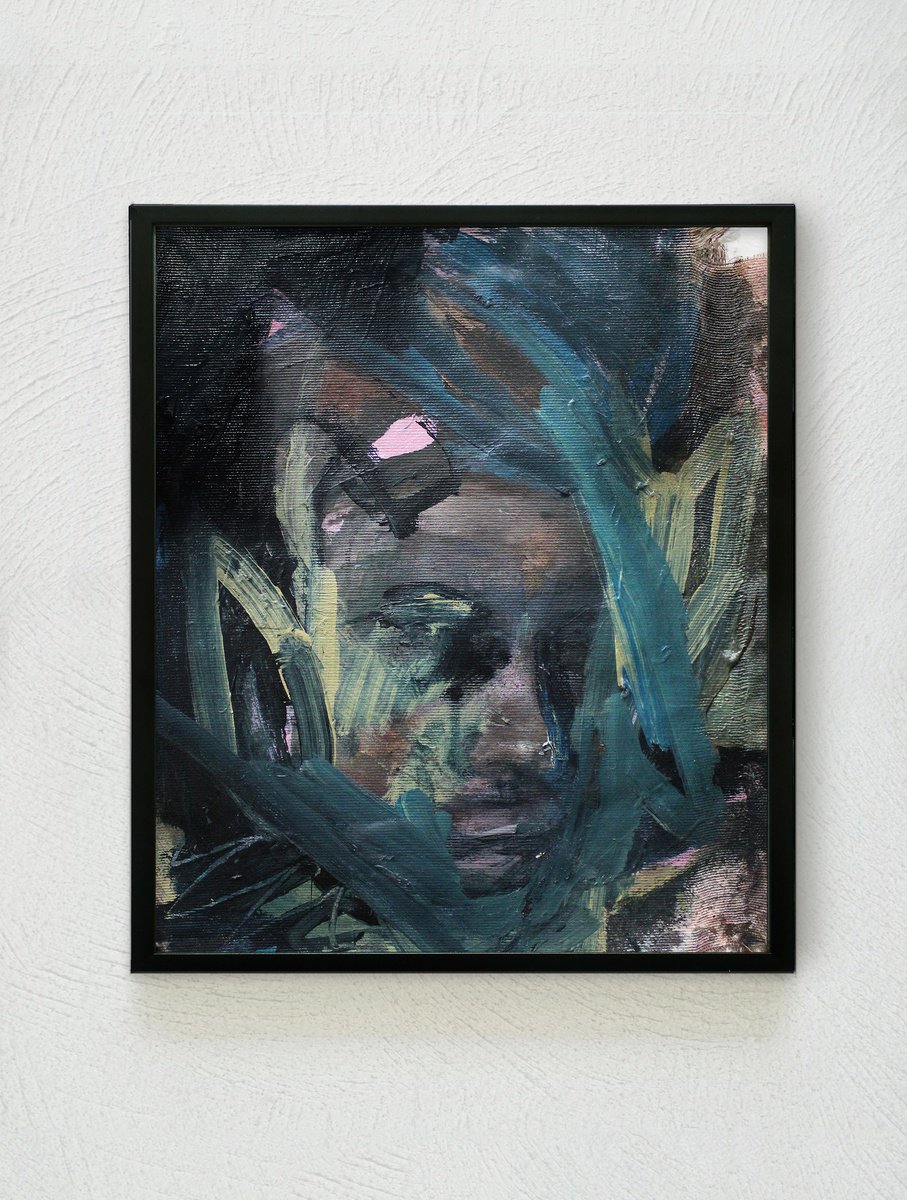 Expressive Portrait Oil Painting By Milos Hronec, 10 X 12", Personality V, Original Artwork