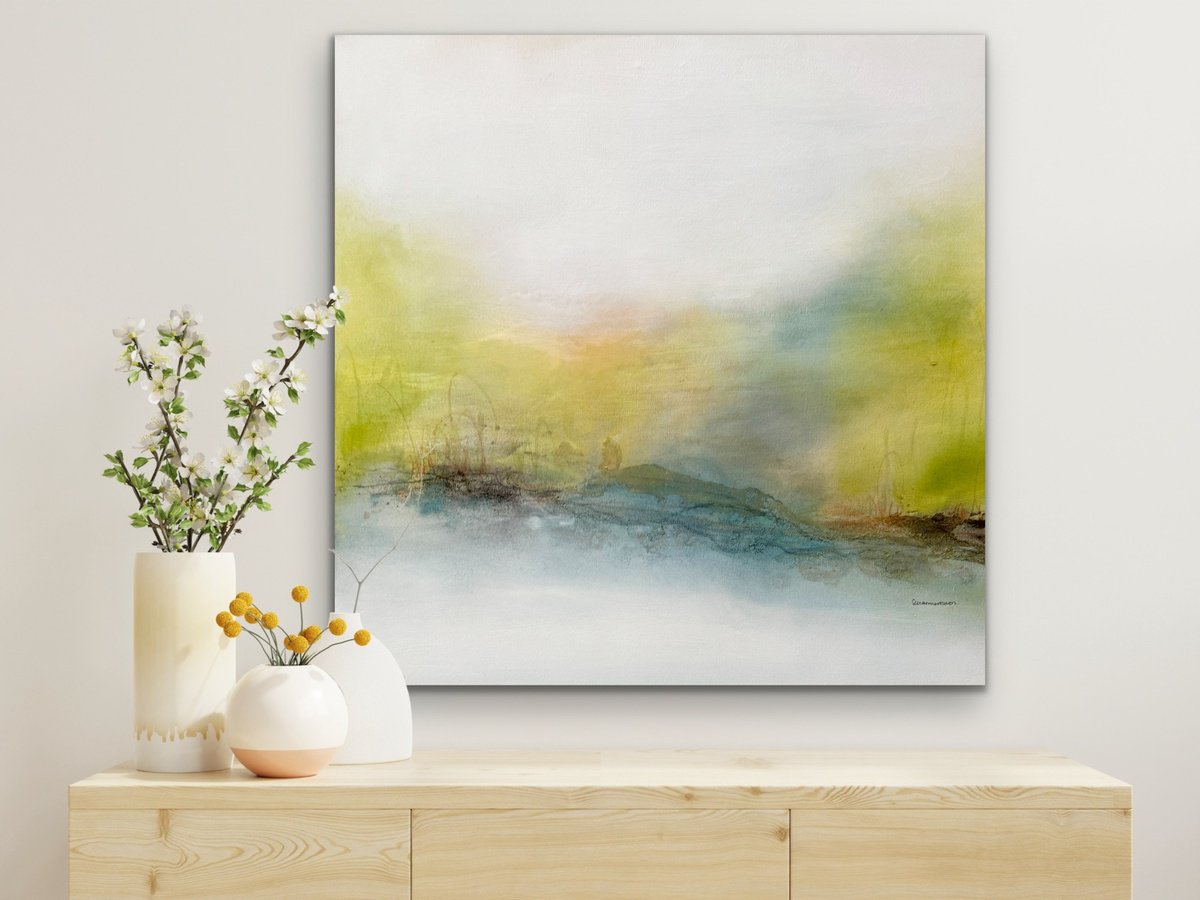 Abstract Landscape Acrylic Painting By Kirsten Schankweiler, 31 X 31", In The Heart Of Nature No. 9, Original Artwork