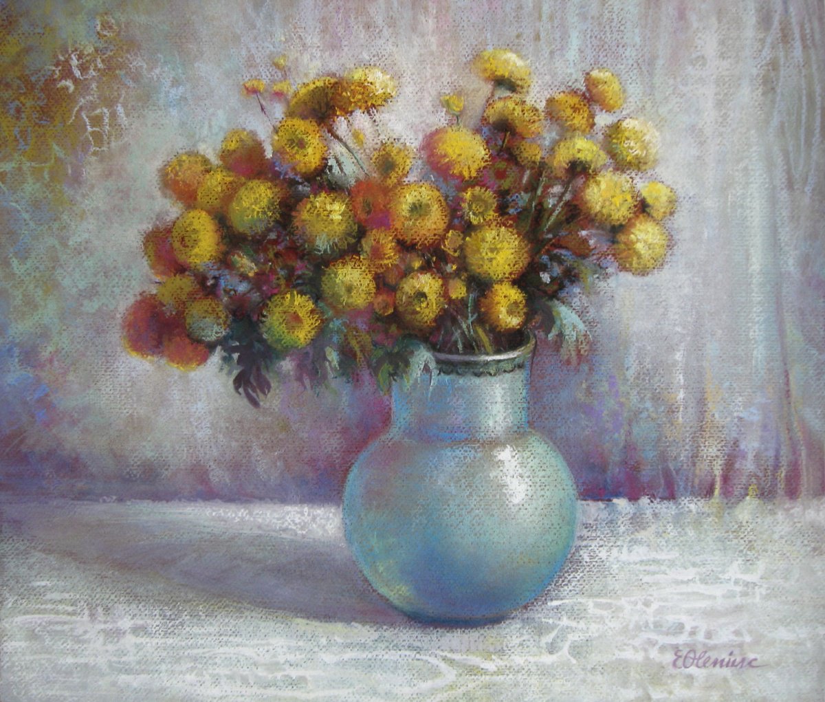 Impressionistic Still Life Painting By Elena Oleniuc, 19 X 17, Autumn Harmony, Original Artwork