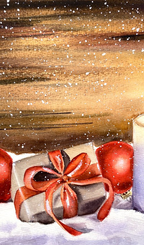 Christmas Candle & Snowy Gif by Irina Povaliaeva