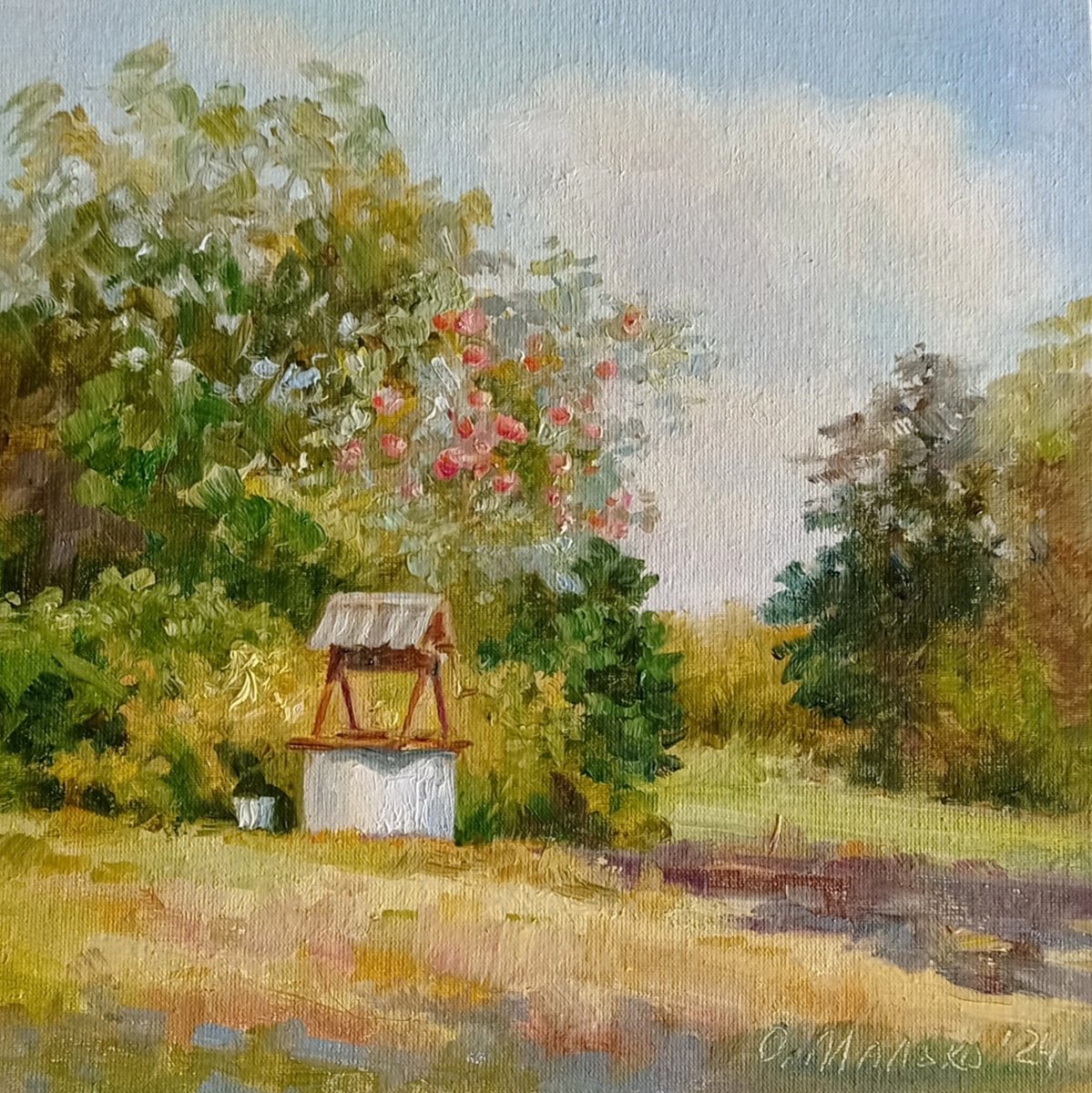 Summer. Village water well by Olha Malko