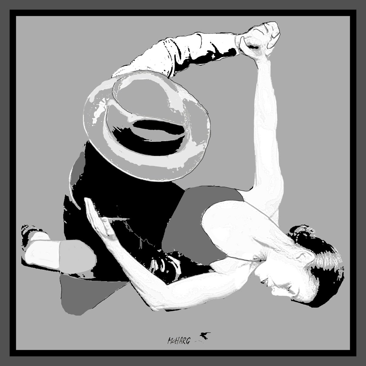 Impressionistic Portrait Painting By Joe Mcharg, 26 X 26, Tango From Above, Original Artwork