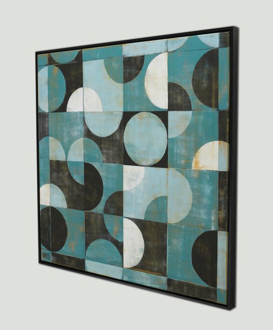 Traffic Square Turquoise - Incl. Frame -  Large artwork - 105x105cm - Ronald Hunter 34O