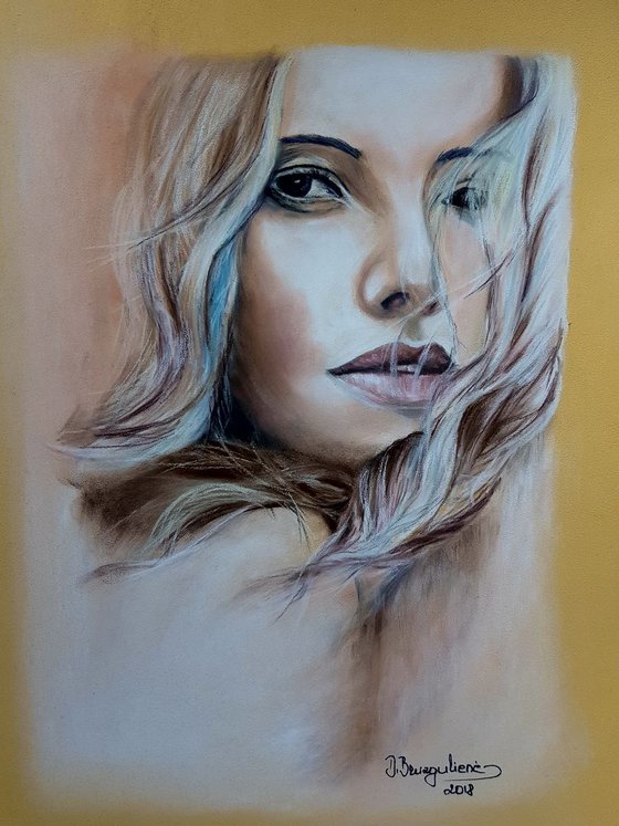 Pastel painting on Paper "Lady '' .