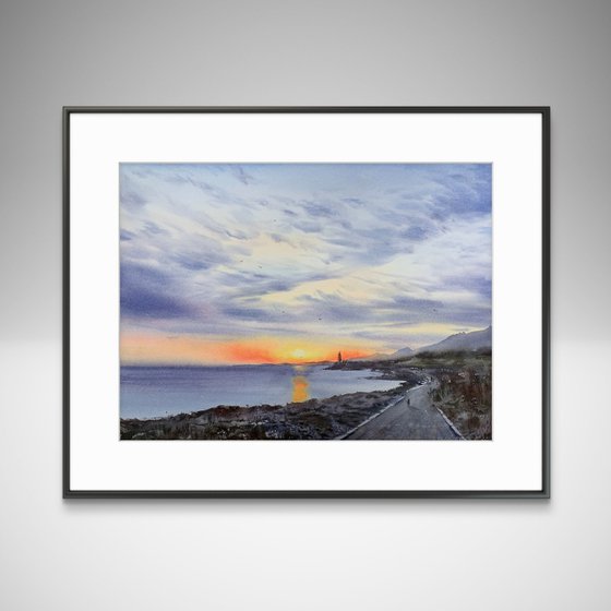 Sunset on the sea Lighthouse