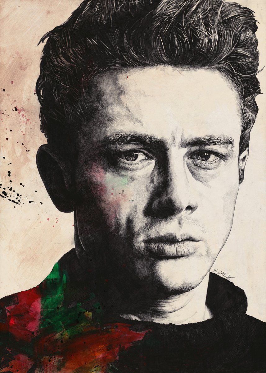 Giant | James Dean realistic portrait | figurative pencil drawing by Marco Paludet