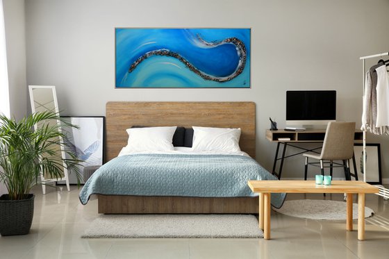 Big Wave 2 - Abstract Art - Acrylic Painting - Canvas Art - Framed Painting - Abstract Golden Sea Painting - Ready to Hang