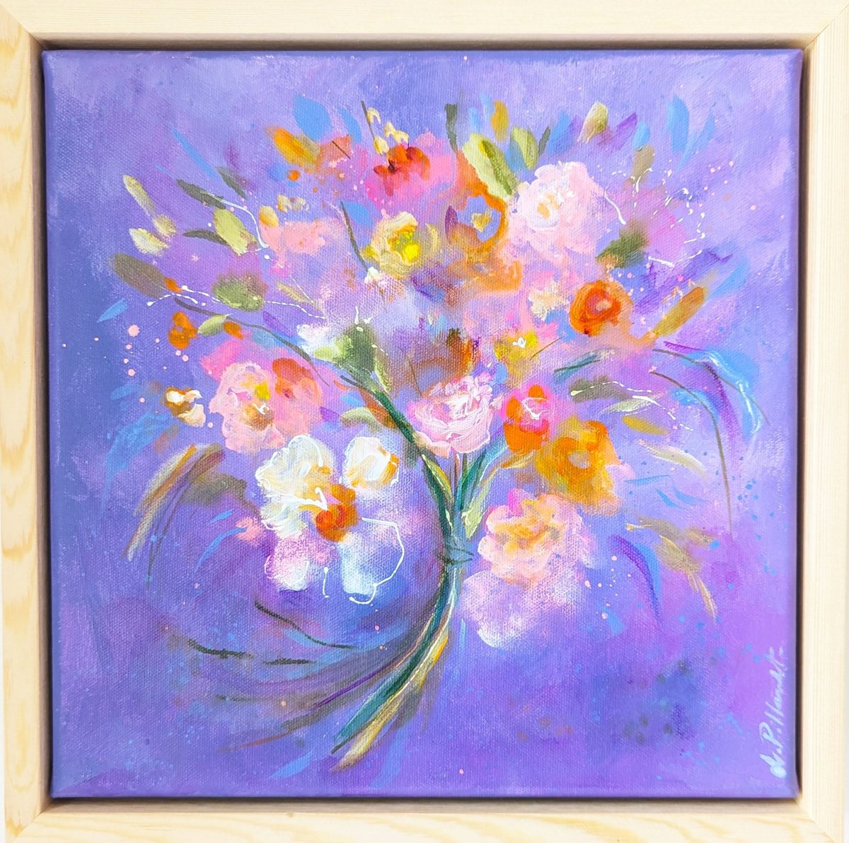 Illustrative Botanical Acrylic Painting By Loetitia Pillault, 13 X 13", Mona