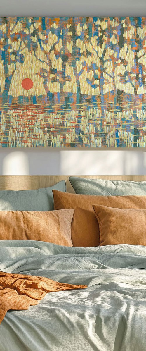 Pine Reflections at Sunset by Ekaterina Prisich