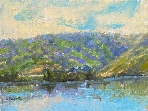 Afternoon hills reflections Plein Air Landscape by Tatyana Fogarty