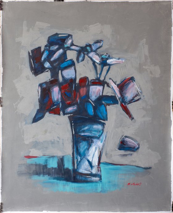 Flowers on grey-blue