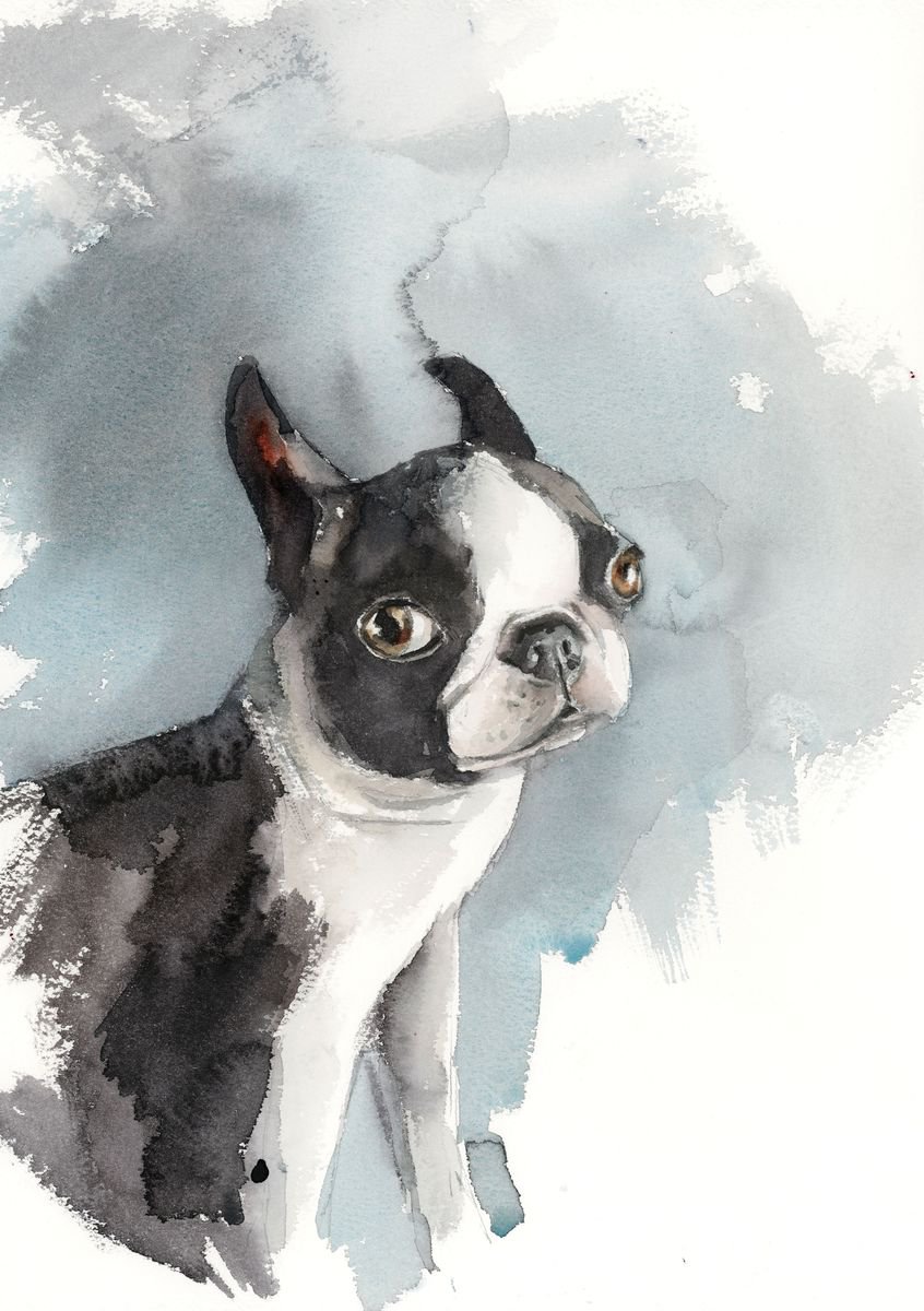 French Bulldog, Dog Watercolor Painting by Sophie Rodionov